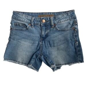 Joe's Jeans Girl's Embellished Shorts - Size 12 Silver Studded Stretchy Fray Hem